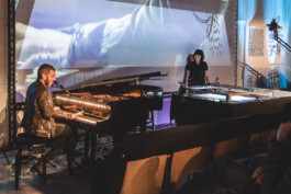 Performative Action Painting by Shlomi Shaban and Liat Segal - a painting machine translates sound of live piano into onstage paintings Liat Segal - art, science, and technology
